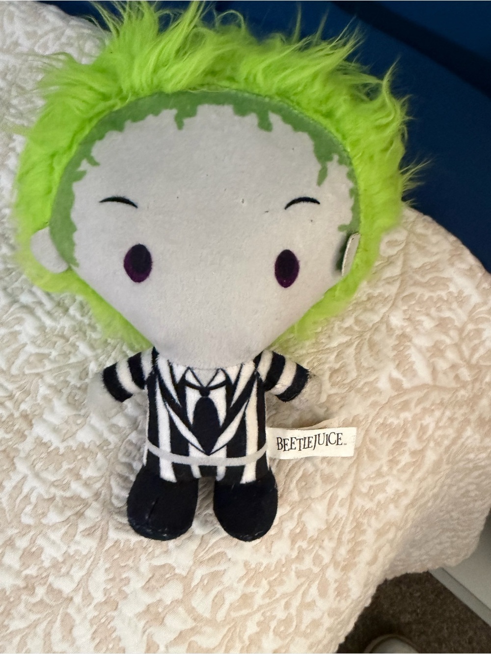 Universal Beetlejuice Plush - Neon Green Hair, Black & White Striped Suit